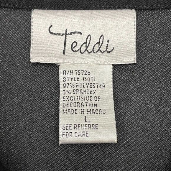 Teddi Womens 80's Vintage Black Floral Embroidered Full‎ Zip Jacket Size L - Picture 9 of 9